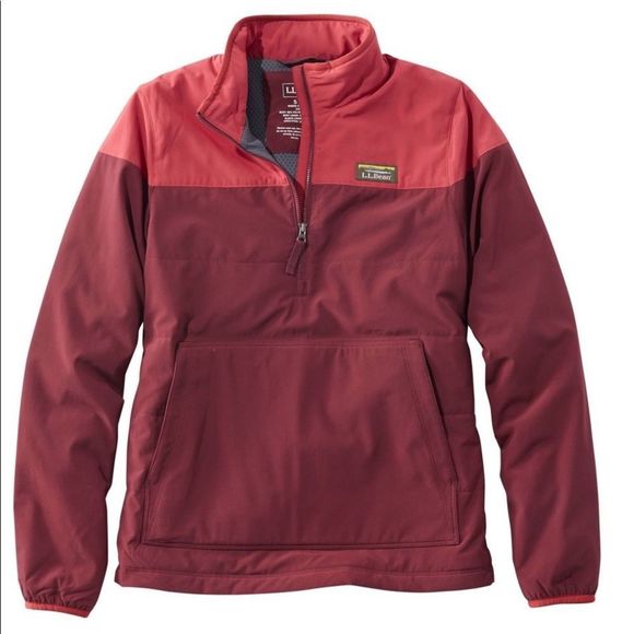 NWOT L.L. Bean Insulated Stretch Pullover Coral Color-block SIZE M - Picture 1 of 1